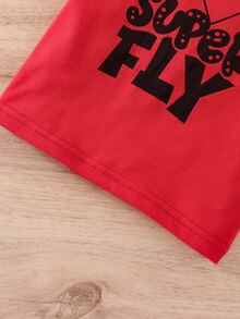 Tops em bé Đồ họa Lá thư - Đỏ - Xem 6