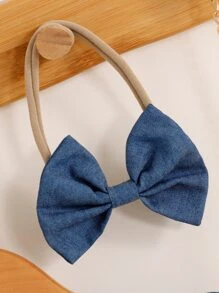 SHEIN Vestido De Niña Joven Con Ribete De Volantes, Botones En La Parte De Atrás Y Diadema A Juego - Azul Marino - Ver 5