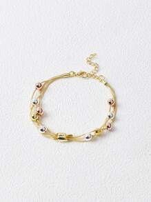 PREMIUM Pulsera a capas con diseño de cuenta - Amarillo Oro - Ver 1