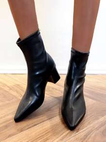 Giày bốt Nữ Thời trang màu trơn Dây kéo sau Thanh lịch - màu đen - Xem 1