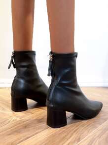 Giày bốt Nữ Thời trang màu trơn Dây kéo sau Thanh lịch - màu đen - Xem 2