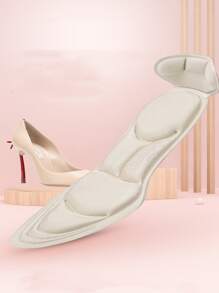 1pair Breathable Shoes Insoles For Heels - Beige - View 2
