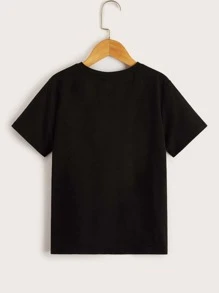 SHEIN Boys Tropical Print Tee - Black - View 2
