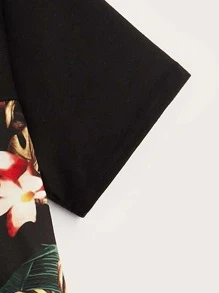 SHEIN Boys Tropical Print Tee - Black - View 3