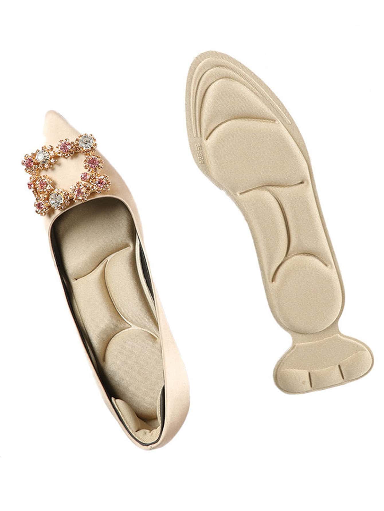 1pair Breathable Shoes Insoles For Heels - Beige - View 1