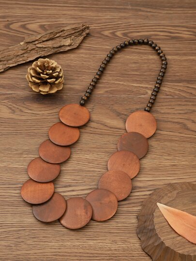 圓形裝飾隨機色串珠項鏈