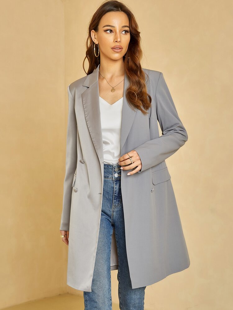 UNIQUE21 缺口領拼接雙色西裝外套 - 彩色 - 查看 5