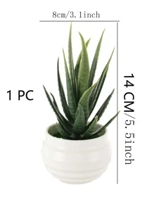 1pc Artificial Potted Aloe, Plastic Mini Potted Plant, Suitable For Desktop Window Bookshelf Decoration,Fake Plants,Fall Decor,Room,Desk,Garden Decor,Room Decoration Stuff, Valentine Day, Gift Gifts Birthday Graduation - Green - View 3
