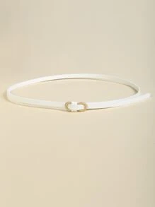Metal Buckle Thin Belt - White - View 1