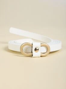 Metal Buckle Thin Belt - White - View 2