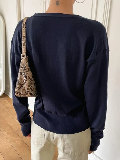 DAZY 落肩纽扣开衫、长袖上衣、秋装