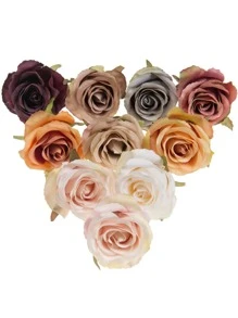 10入組人造花杯子玫瑰花苞頭新娘捧花情人節禮物丝绸秋天母親節裝飾花瓶家居新年裝飾戶外花園婚禮捧花客廳diy糖果盒花環假植物家庭用品 - 彩色 - 查看 1