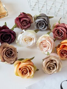 10入組人造花杯子玫瑰花苞頭新娘捧花情人節禮物丝绸秋天母親節裝飾花瓶家居新年裝飾戶外花園婚禮捧花客廳diy糖果盒花環假植物家庭用品 - 彩色 - 查看 3
