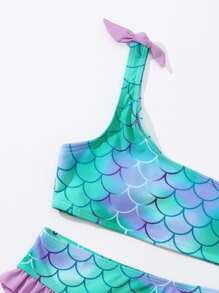 Tween Girl 鱼鳞结肩比基尼套装 夏日海滩