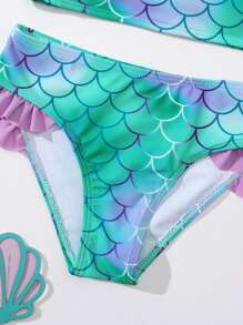 Tween Girl 鱼鳞结肩比基尼套装 夏日海滩