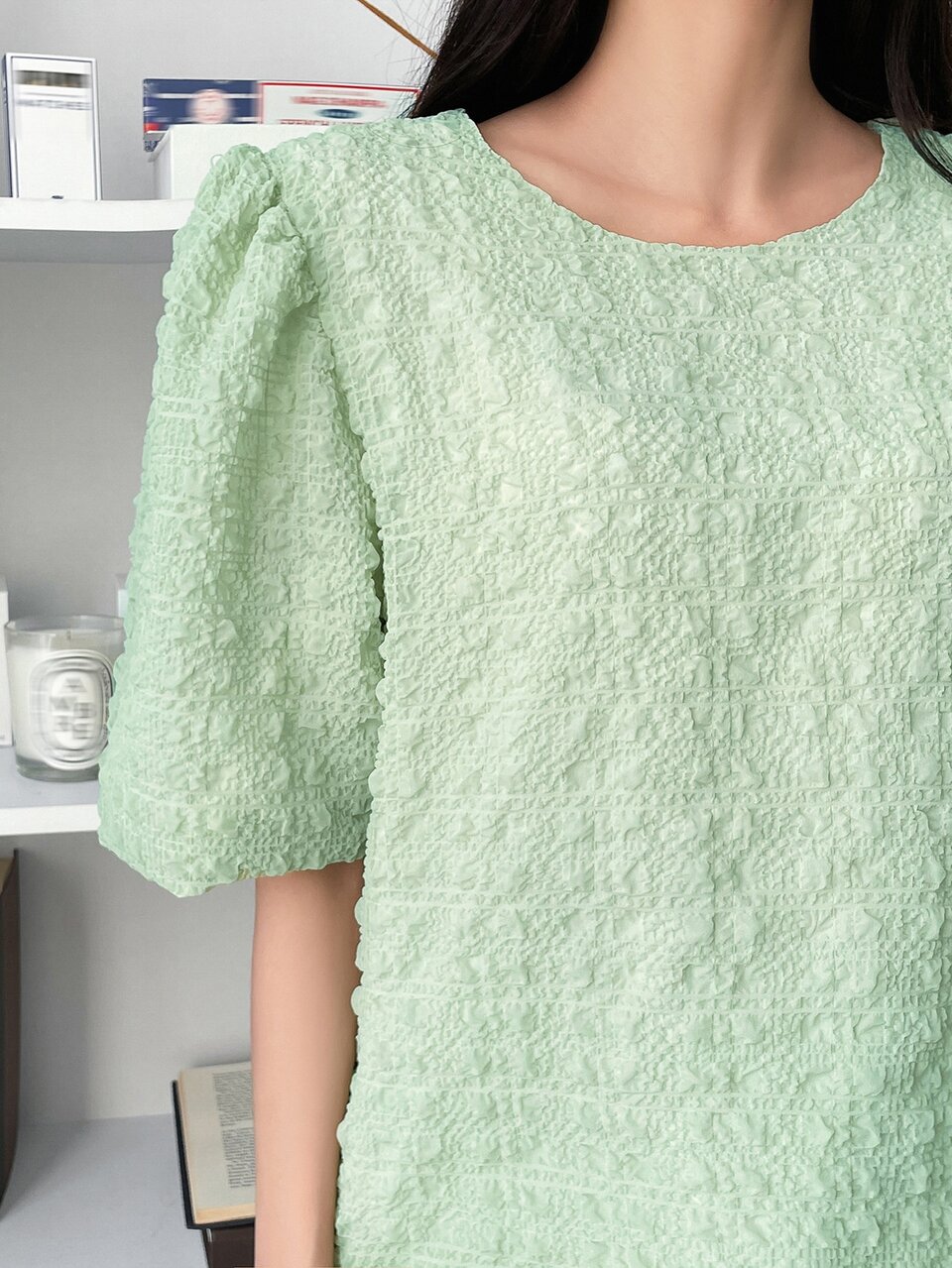 Puff Sleeve Textured Blouse