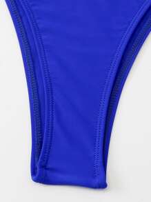 Bikini de un hombro con aro y corte alto - azul real - Ver 3