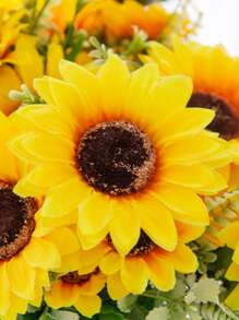 1束/3束人造向日葵花束，带绒毛雏菊，适用于婚礼装饰、家居花瓶、插花、餐厅、卧室、户外花园、节日、派对装饰、拍照背景、DIY帽子材料、情人节和新年礼物 - 黃色 - 查看 4