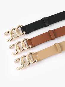 3 chiếc thắt lưng khóa kim loại với lỗ đục lỗ - Nhiều màu - Xem 3