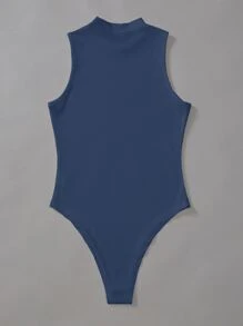 Chiquease 素色小高領羅紋針織連體衣不附帶項鍊 - 藏蓝色 - 查看 2