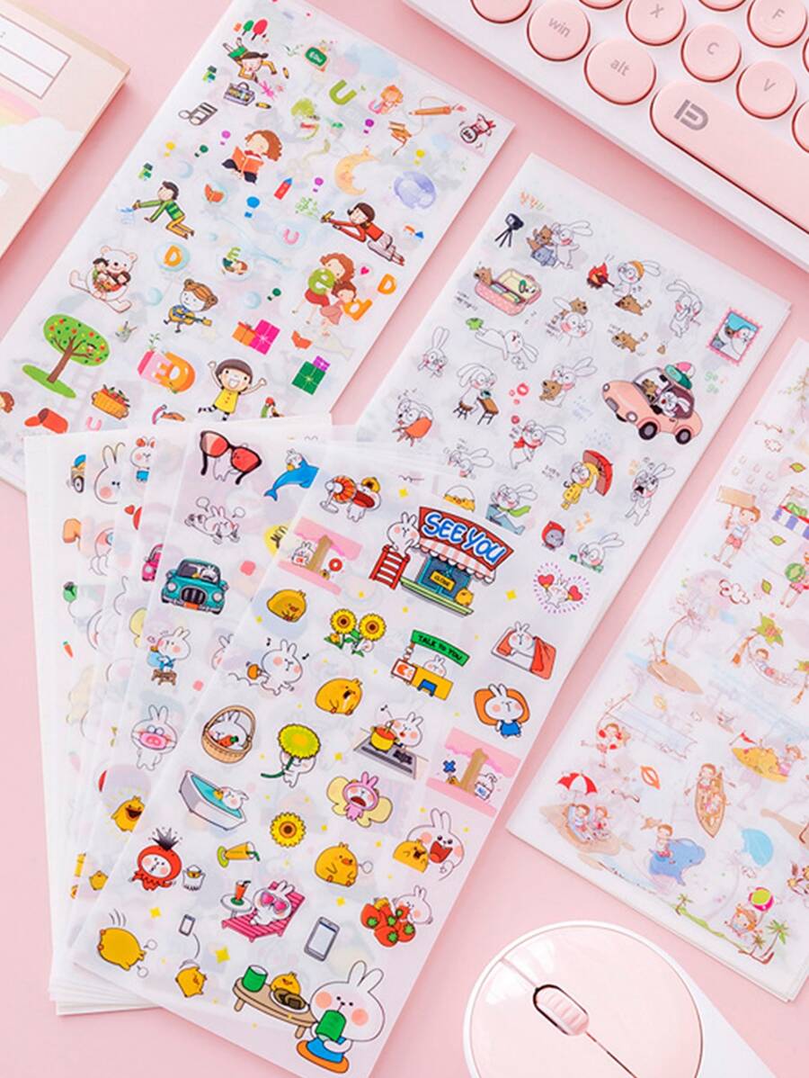 6pcs Cartoon Graphic Random Sticker - Multicolor - View 1