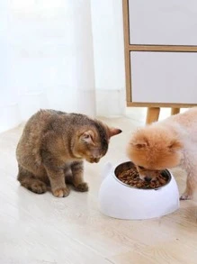 Cat Head Shaped Pet Bowl - White - View 3