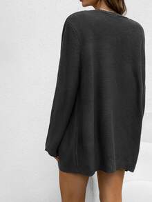 AAmilife Cárdigan de diseño casual sólido - Gris Oscuro - Ver 2