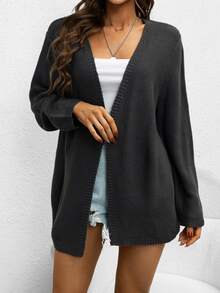 AAmilife Cárdigan de diseño casual sólido - Gris Oscuro - Ver 4