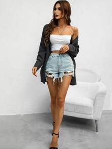 AAmilife Cárdigan de diseño casual sólido - Gris Oscuro - Ver 6