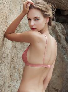 露背蕾絲胸罩 - 珊瑚粉 - 查看 2