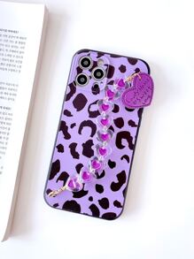 豹紋手機外殼帶心手繩 - 彩色 - 查看 2