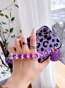 豹紋手機外殼帶心手繩 - 彩色 - 查看 3