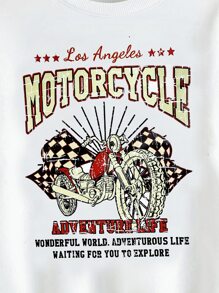 Niñas Pullover motocicleta con con estampado de slogan - Blanco - Ver 4