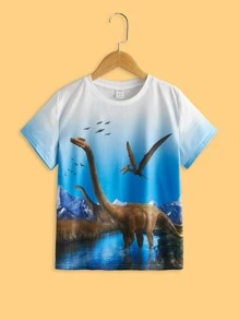 SHEIN Boys Dinosaur Print Tee - Multicolor - View 1