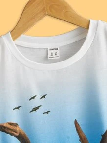 SHEIN Boys Dinosaur Print Tee - Multicolor - View 3