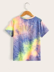 SHEIN Boys Coconut Tree Print Tie Dye Tee - Multicolor - View 2