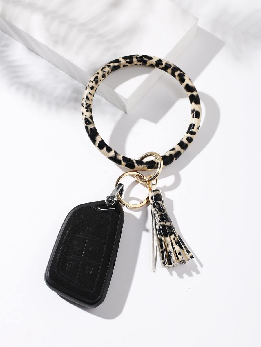 Móc khóa Leopard Print Tassel Charm - Nhiều màu - Xem 1