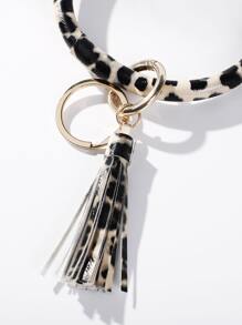 Móc khóa Leopard Print Tassel Charm - Nhiều màu - Xem 5