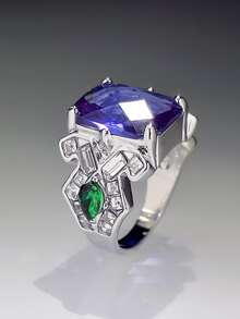 男士寶石裝飾戒指 - 寶藍色 - 查看 1