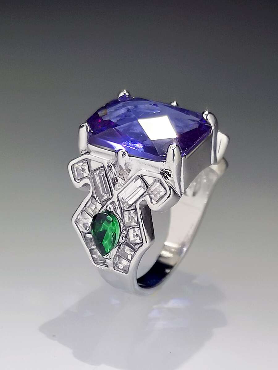 男士寶石裝飾戒指 - 寶藍色 - 查看 1