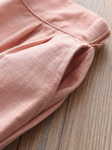 Bộ thời trang bé gái Xù màu trơn Giải trí - Bụi hồng - Xem 5