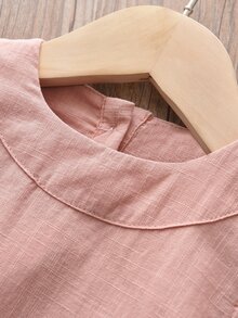 Bộ thời trang bé gái Xù màu trơn Giải trí - Bụi hồng - Xem 7