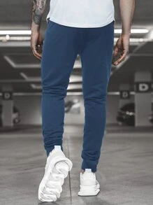 Manfinity Homme Quần thể thao Nam Dây kéo Lá thư - Màu xanh hải quân - Xem 2