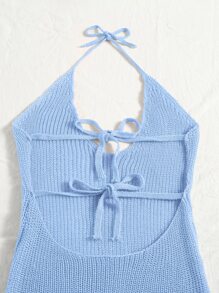 SHEIN Essnce 後背繫帶素色毛衣洋裝 - 淺藍色 - 查看 3