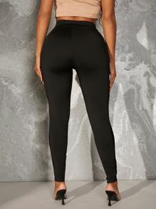 SHEIN SXY Mallas De Cintura Alta Con Inserciones De Malla - Negro - Ver 2