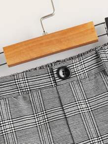 SHEIN Boys Plaid Print Trousers - Grey - View 3