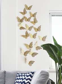 18pcs 3D Hollow Butterfly Sticker Rama Decoration Rama - Gold - View 4