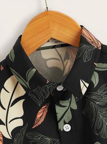 SHEIN Tween Boy Tropical Print Pattern Short Sleeve Casual Shirt - Multicolor - View 3