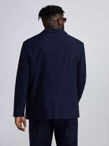 EASEVO Men Plus Lapel Neck Flap Detail Blazer - Navy Blue - View 2