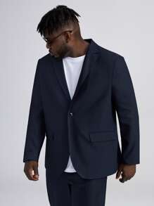 EASEVO Men Plus Lapel Neck Flap Detail Blazer - Navy Blue - View 4